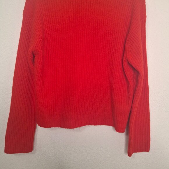 H&M Red Turtleneck Sweater Sz XS Ribbed Wool Blend Minimalist Christmas Holiday - Picture 6 of 12